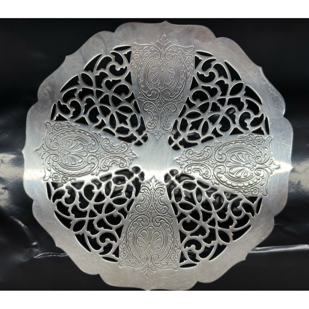 Vintage Towle Silver-Plated  Trivet, 4001, Ornate Lacey, 7.75" Footed Polished